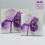 Orologio da tavolo in legno fiore viola - Made in Italy