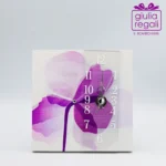 Orologio da tavolo in legno fiore viola - Made in Italy