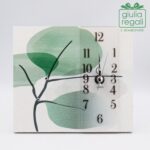 Orologio da tavolo in legno foglie verdi - Made in Italy