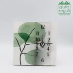 Orologio da tavolo in legno foglie verdi - Made in Italy