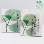 Orologio da tavolo in legno foglie verdi - Made in Italy