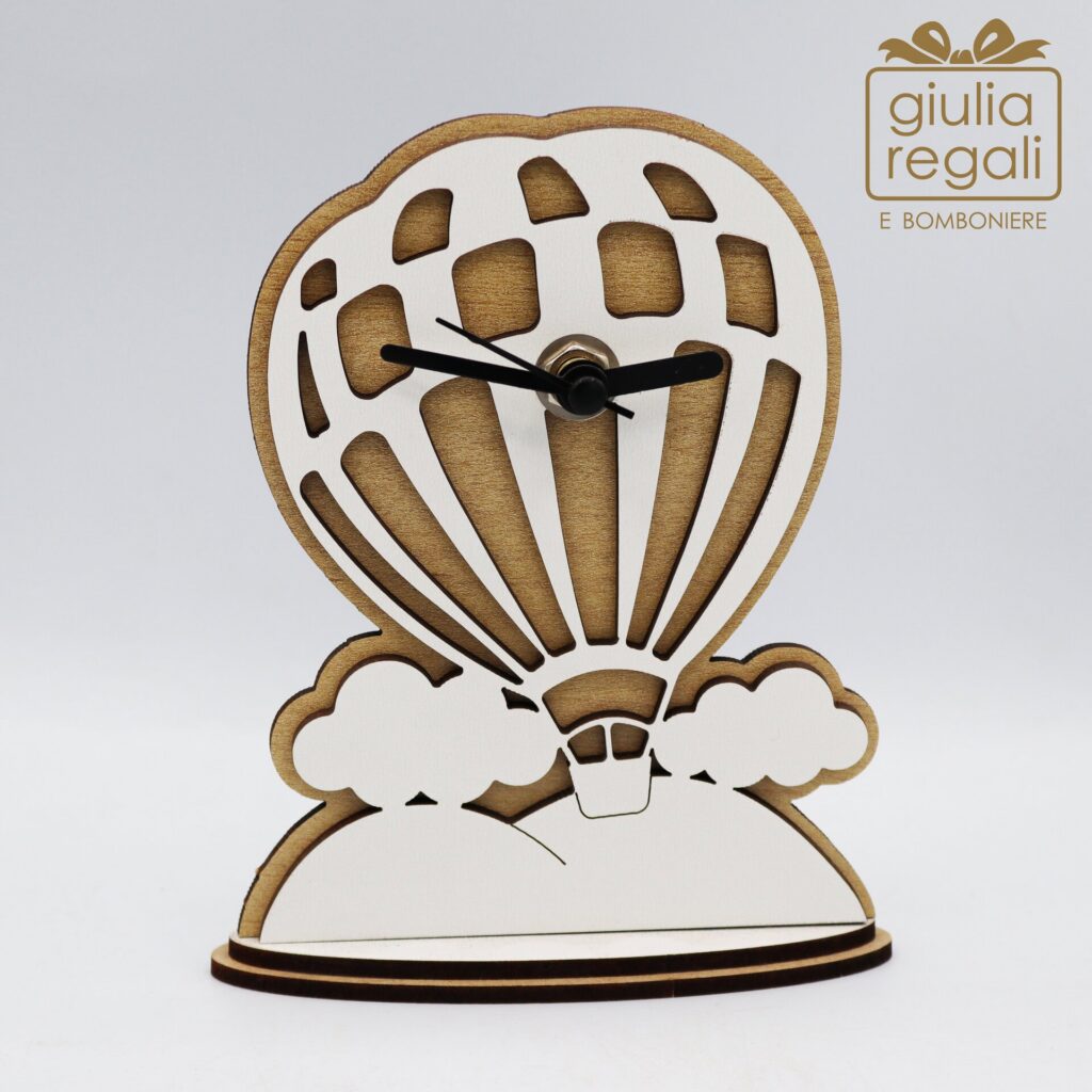 Orologio in legno mongolfiera Cuorematto