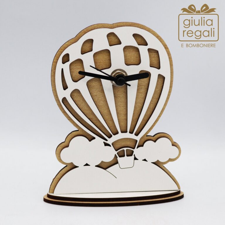 Orologio in legno mongolfiera Cuorematto