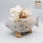 Pesce portaoggetti in porcellana con lavetta - stile marino