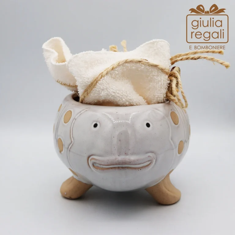 Pesce portaoggetti in porcellana con lavetta - stile marino