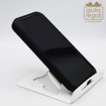 Portacellulare e tablet in legno con gufo - base in metallo