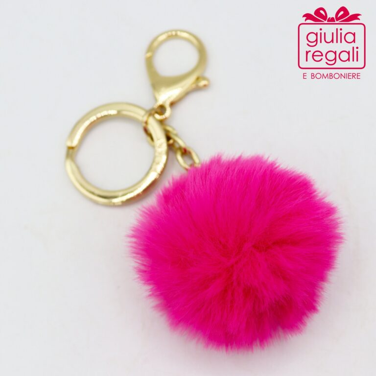 Portachiavi pom pom fucsia