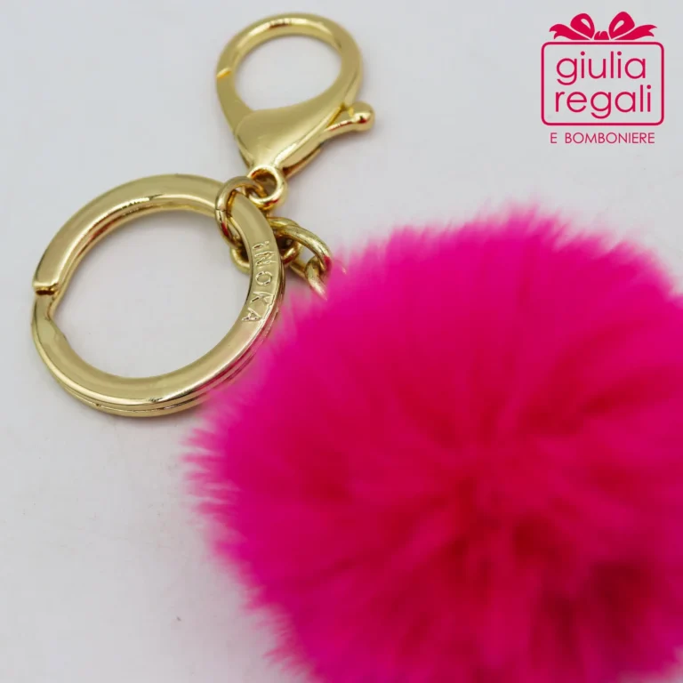 Portachiavi pom pom fucsia
