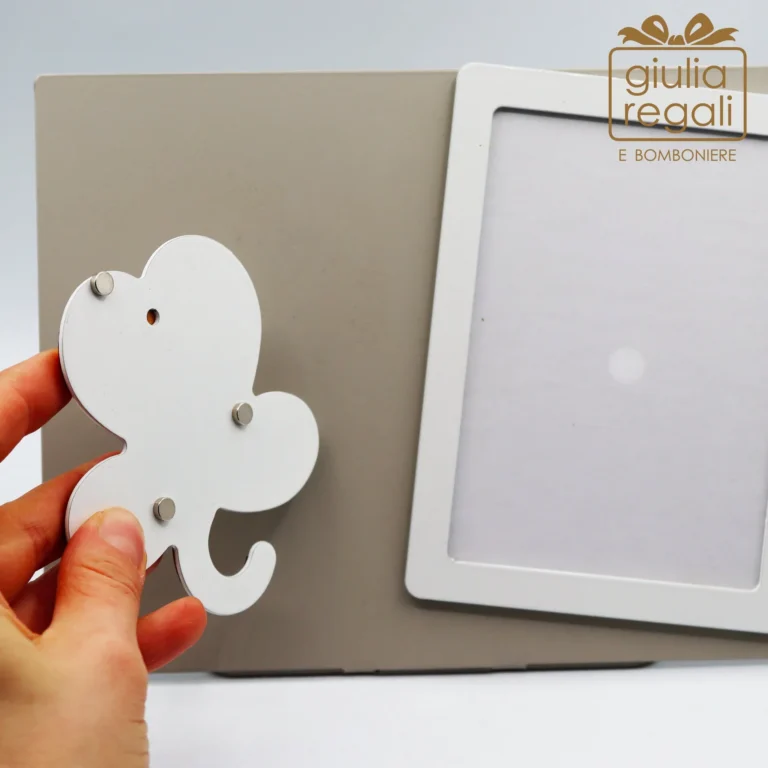 Portafoto magnetico con cuore infinito in legno - pannello metallo Made in Italy 23x17 cm