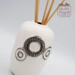 Profumatore ambiente Cuorematto in porcellana bianca con cristalli - 9,5 cm