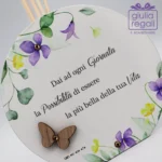 Profumatore ambiente in metallo fiori viola e farfalla - Made in Italy