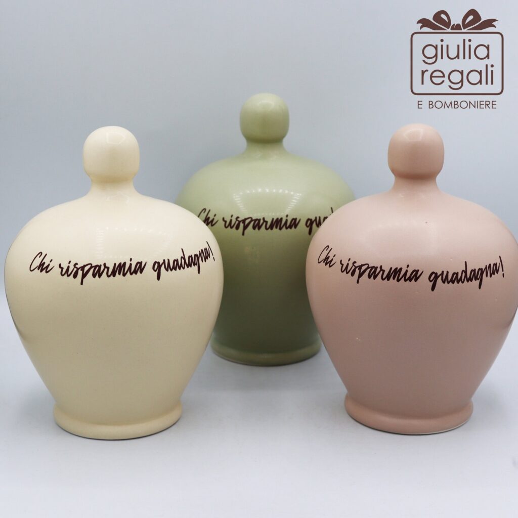 Salvadanaio in ceramica Chi risparmia guadagna