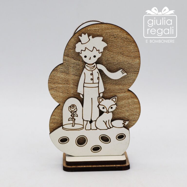 Segnaposto Il Piccolo Principe con clip - Cuorematto in legno 9,5 cm