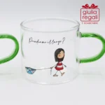 Set 2 tazzine in vetro con manico verde La Tipa per Cuorematto