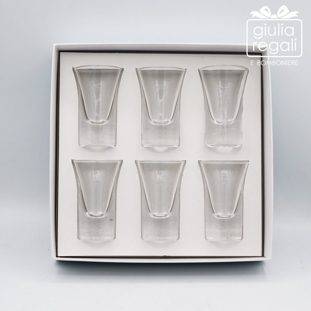 Set 6 Bicchierini Liquore in Vetro - Scatola Regalo con Frase