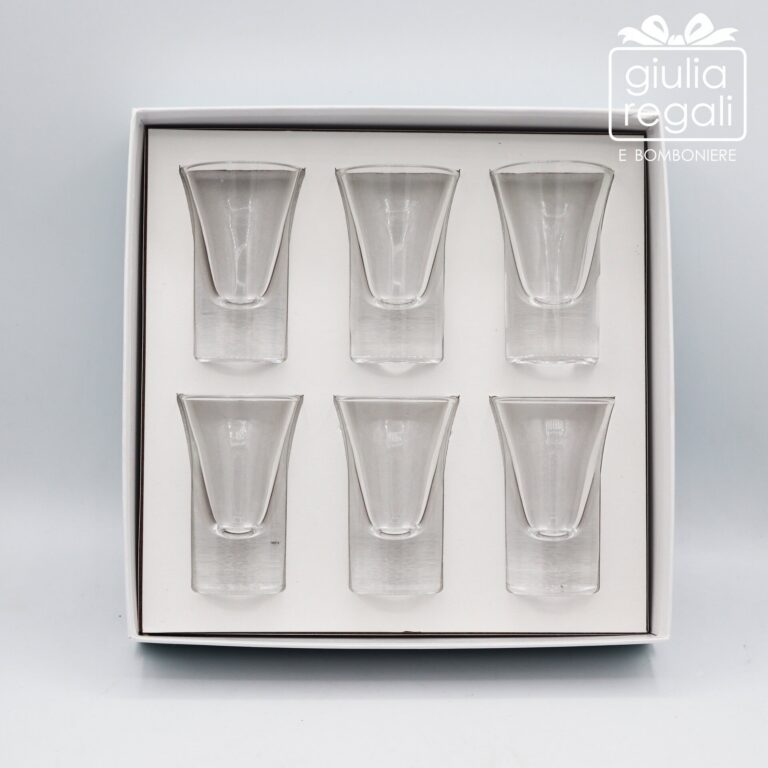 Set 6 Bicchierini Liquore in Vetro - Scatola Regalo con Frase