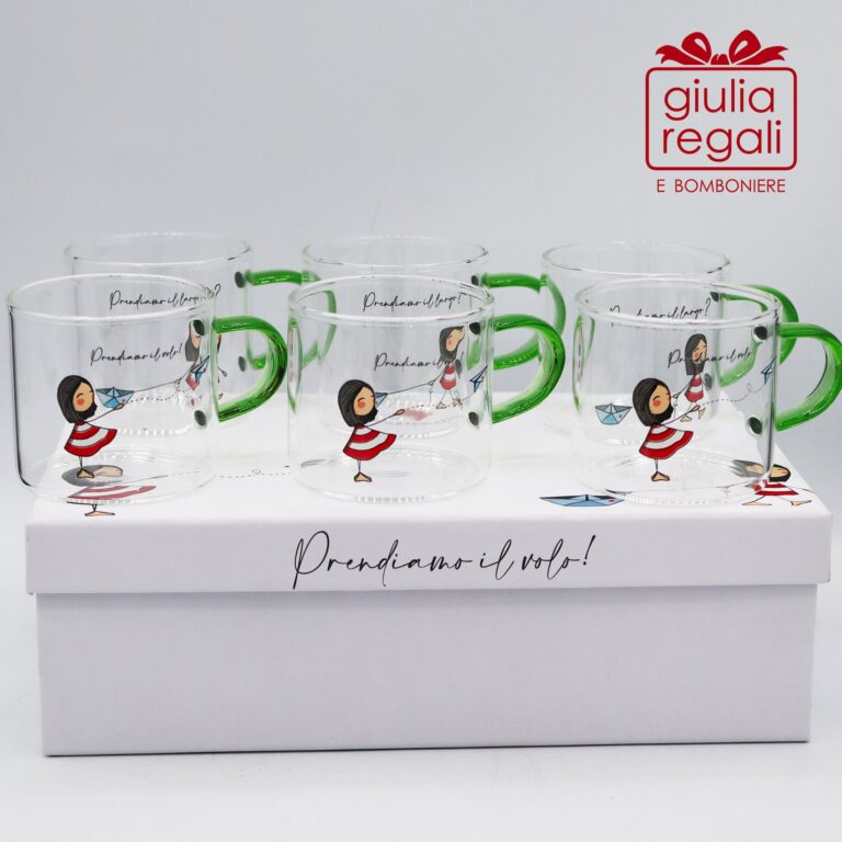 Set 6 tazzine in vetro La Tipa per Cuorematto 80 ml