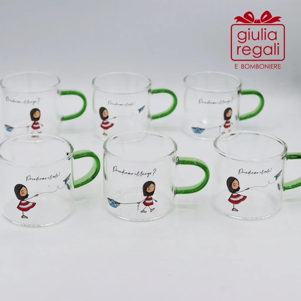 Set 6 tazzine in vetro La Tipa per Cuorematto 80 ml