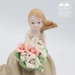 Statuina Dama Seduta in Porcellana con Bouquet - Figura Decorativa