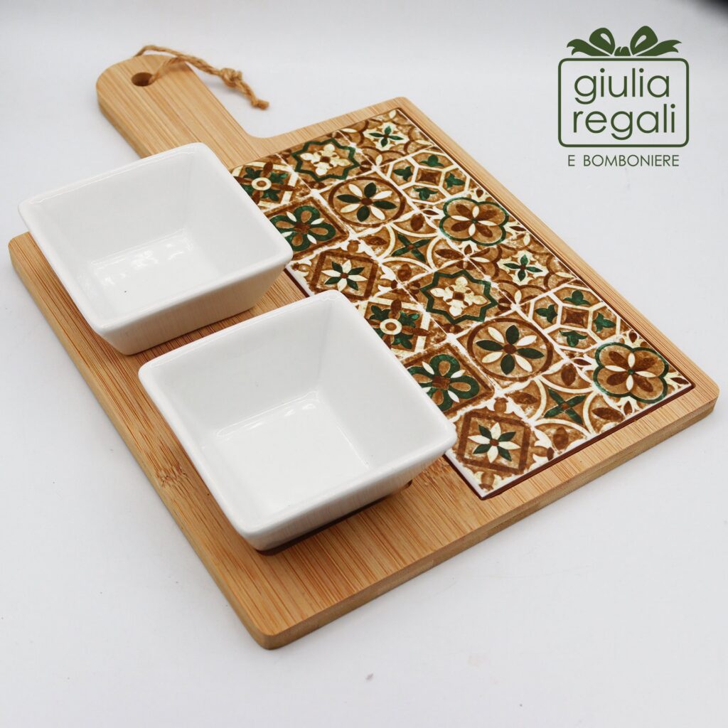 Tagliere con 2 piattini Cuorematto linea Amalfi
