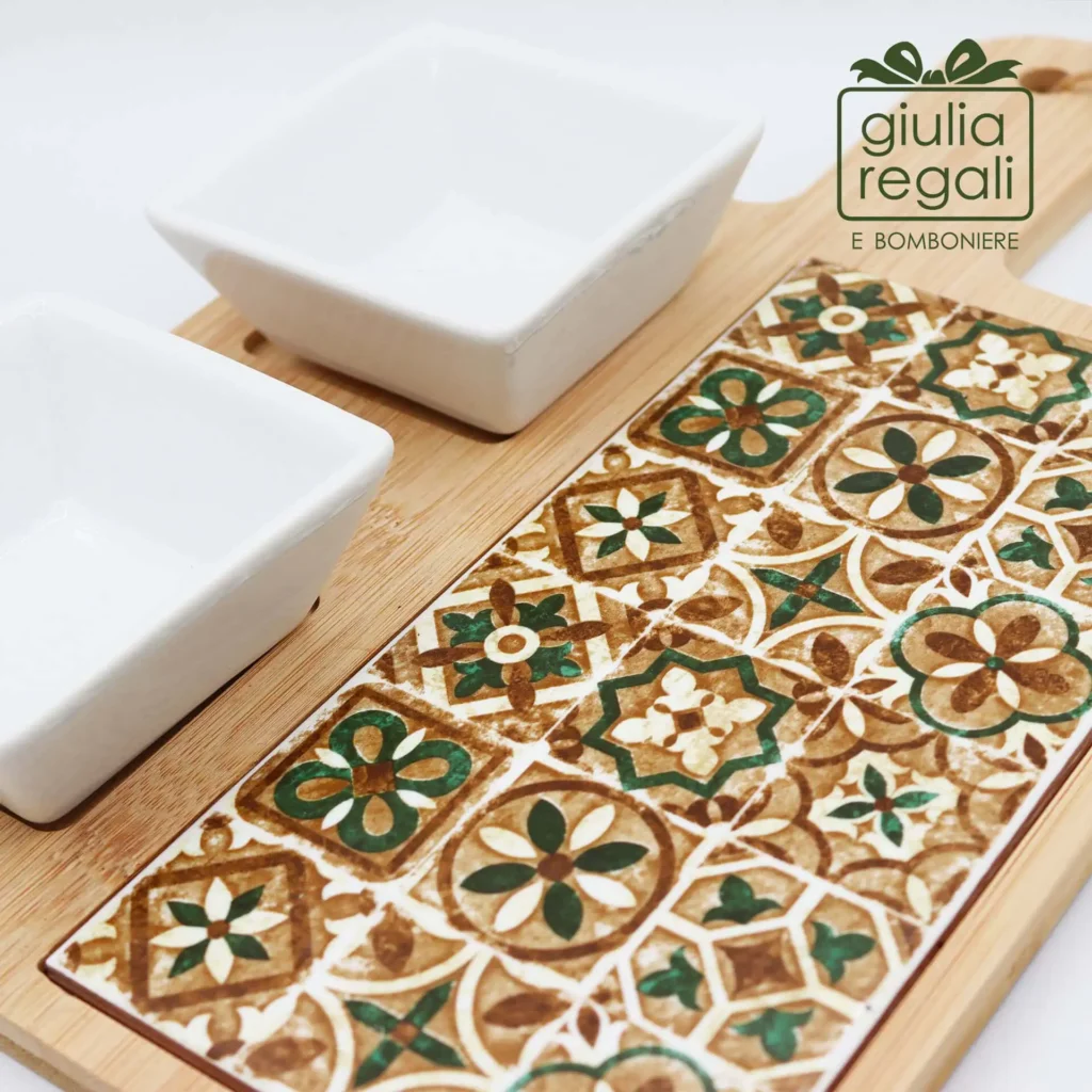 Tagliere con 2 piattini Cuorematto linea Amalfi