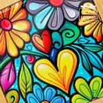 Tagliere Cuorematto con mattonella decorativa Cuori&Fiori