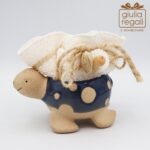 Tartaruga portaoggetti in porcellana con lavetta - stile marino
