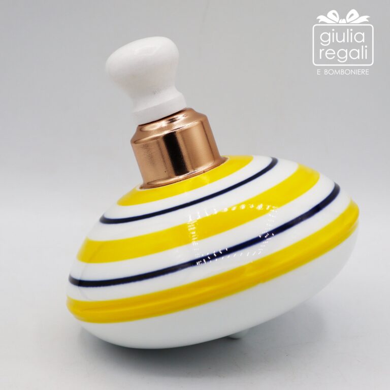 Trottola in porcellana con ingranaggio Gialla