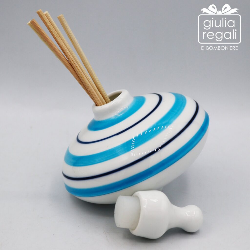 Trottola profumatore in porcellana Celeste