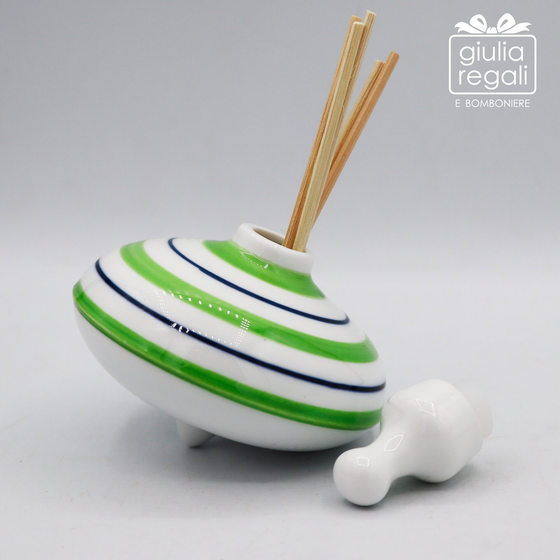 Trottola profumatore in porcellana Verde - 04 Trottola profumatore in porcellana Verde