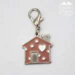 Ciondolo smaltato con moschettone - charm portafortuna colorato a pois 2,5 cm