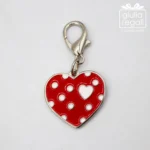 Ciondolo smaltato con moschettone - charm portafortuna colorato a pois 2,5 cm