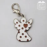 Ciondolo smaltato con moschettone - charm portafortuna colorato a pois 2,5 cm