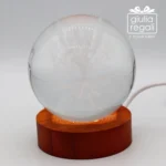 Sfera luminosa Albero della Vita in cristallo con base LED