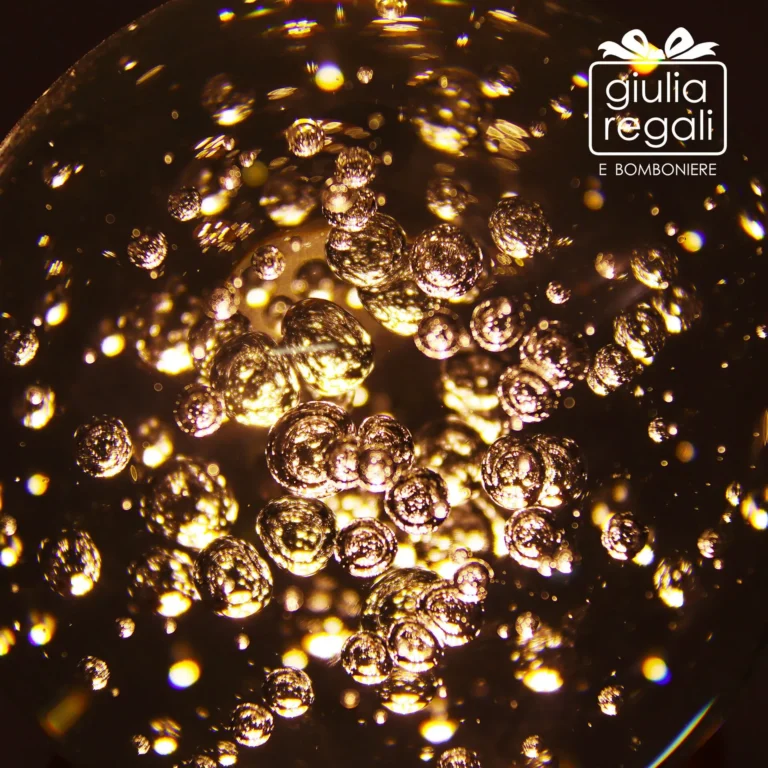 Sfera luminosa in cristallo con bolle e base LED