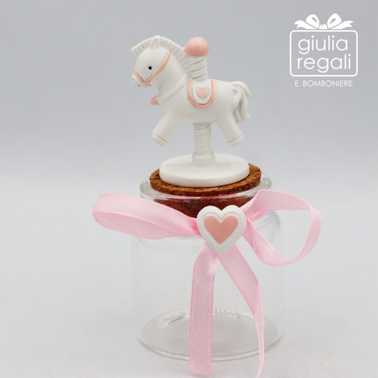 Barattolino plex cavallino giostra rosa