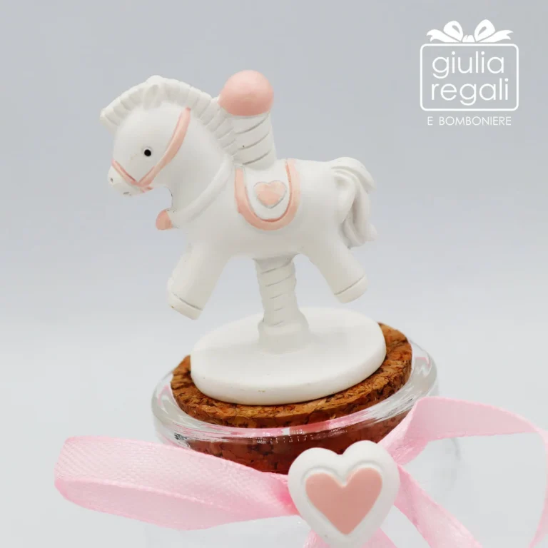 Barattolino plex cavallino giostra rosa