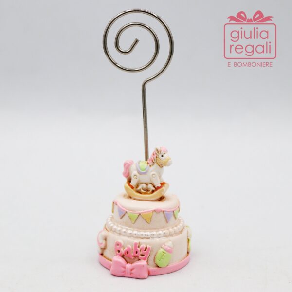 Clip portafoto segnaposto torta con cavallino