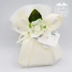 Sacchettino in tulle bianco e avorio