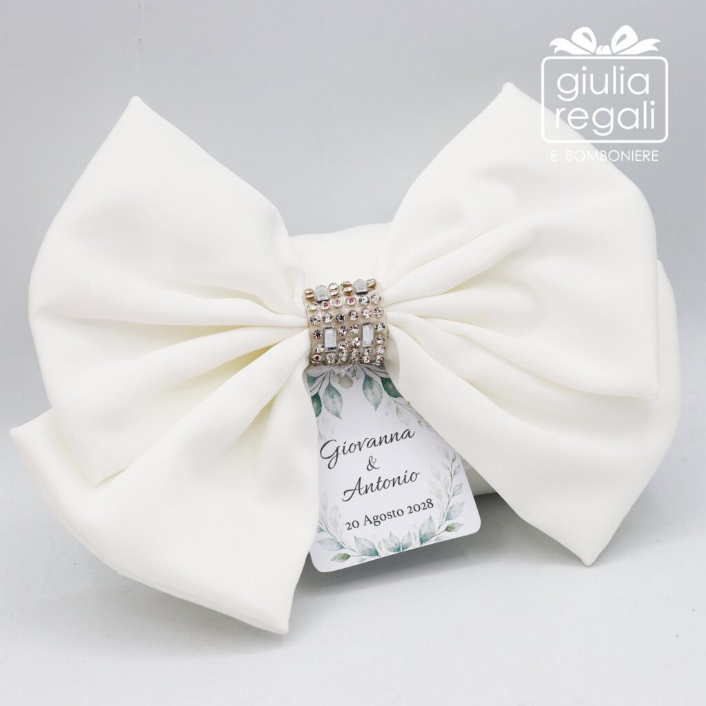 Sacchetto in stoffa con fiocco e strass