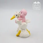 Statuina orsetto rosa su cicogna - immagine 2
