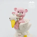Statuina orsetto rosa su cicogna - immagine 4