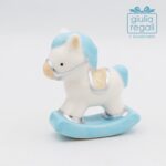 Cavallino a dondolo porcellana celeste 5 cm