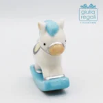 Cavallino a dondolo porcellana celeste 5 cm