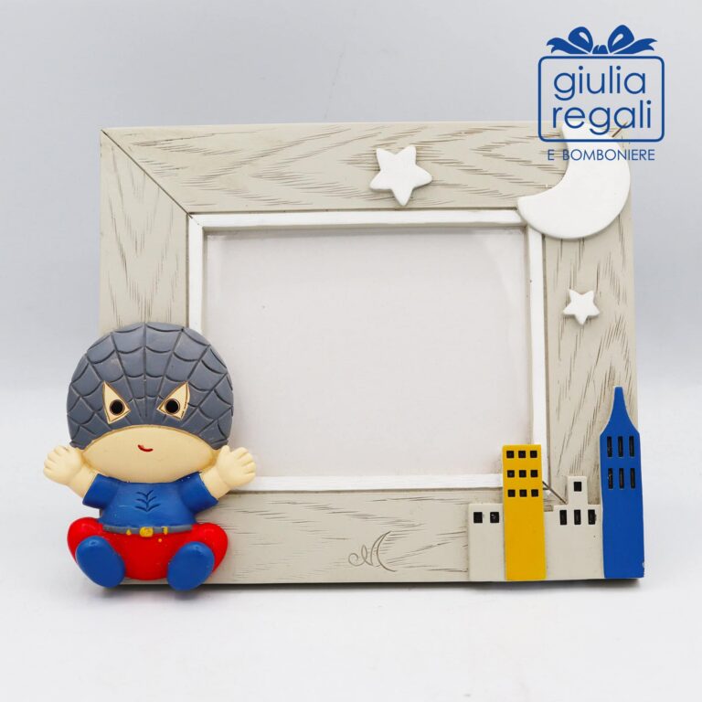 Quadretto portafoto con supereroe per bambini