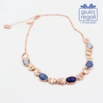 Collana corta Made in Italy blu e oro rosato
