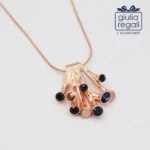 Collana corta Made in Italy blu e oro rosato