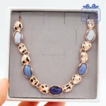 Collana corta Made in Italy blu e oro rosato