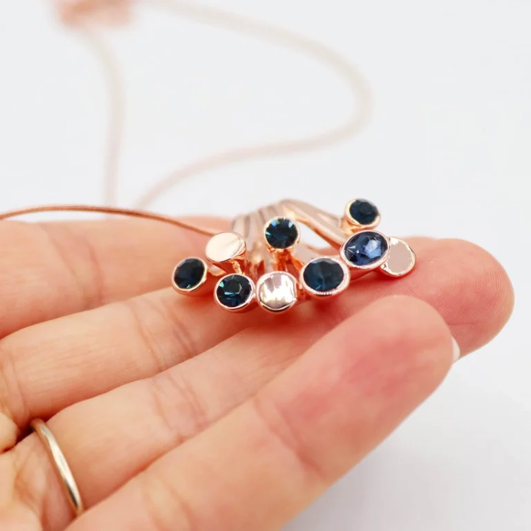 Collana corta Made in Italy blu e oro rosato