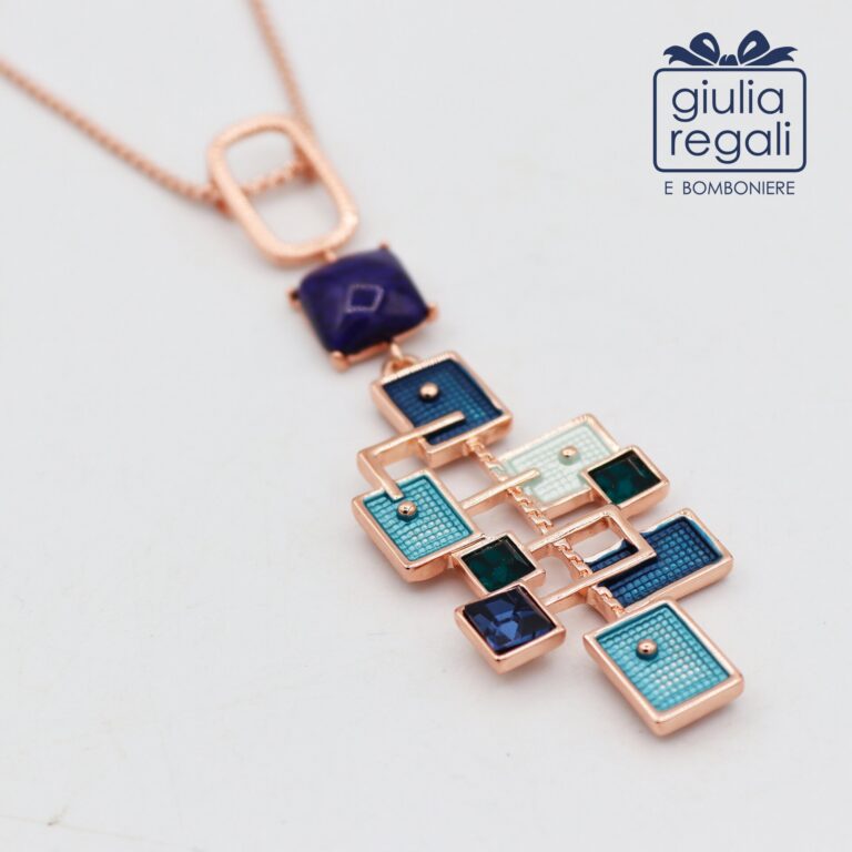 Collana lunga Made in Italy blu e turchese